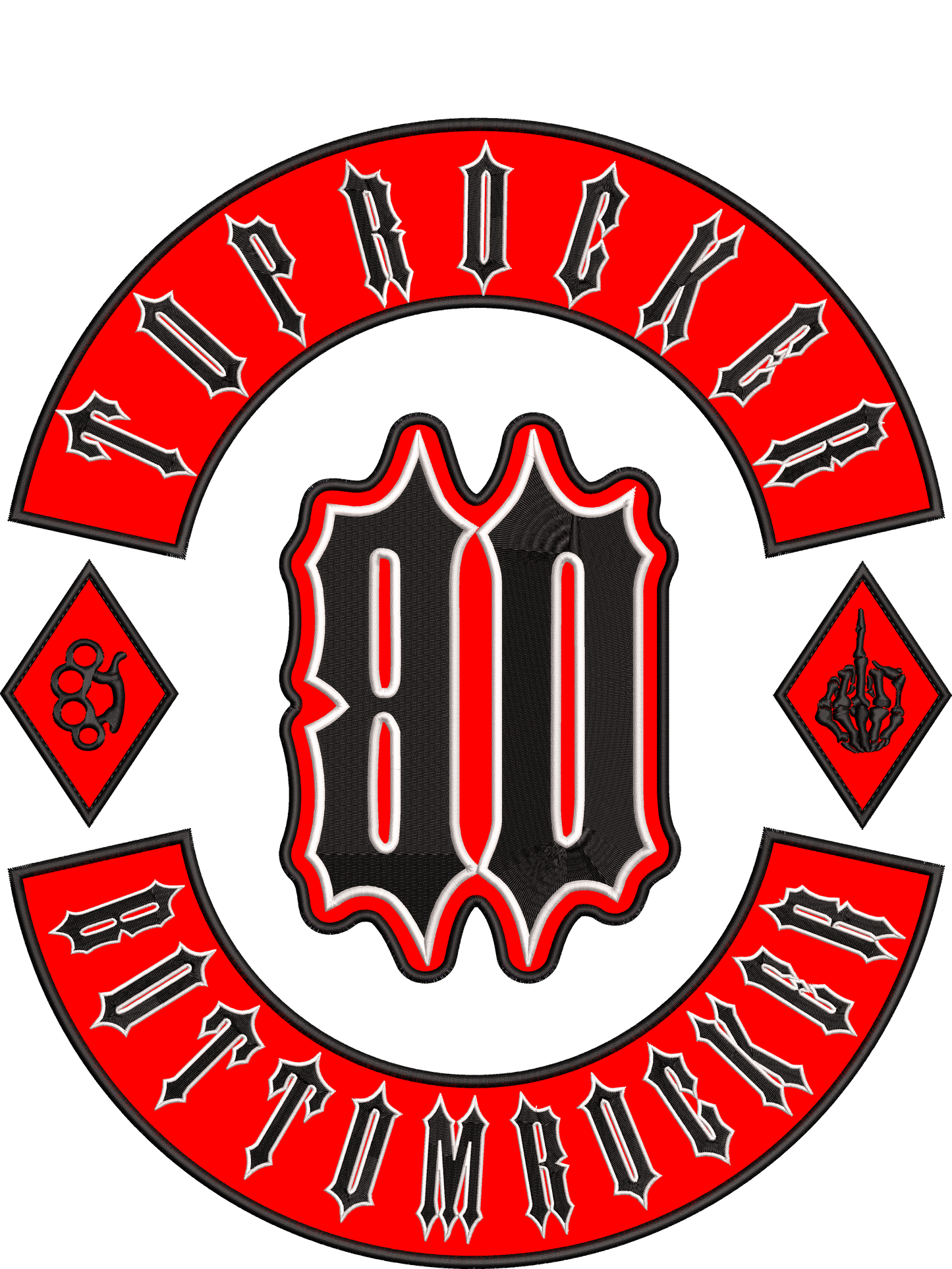 Gebogener Rocker Patch für Motorradclubs und Rückenpatch-Sets