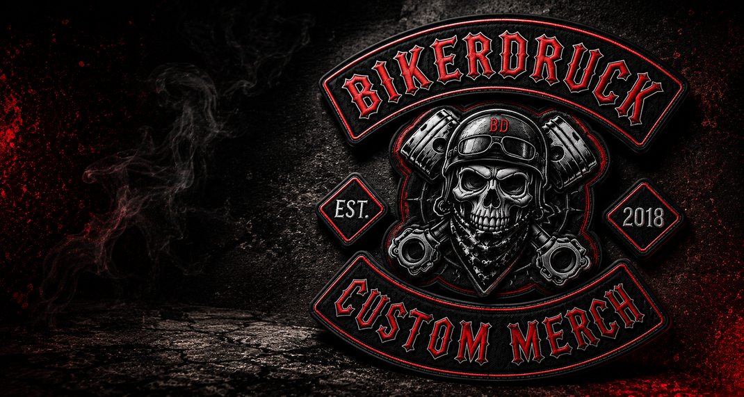 BikerDruck Bögen und Rückenpatches mit Toprocker, Centerpatch und Bottomrocker
