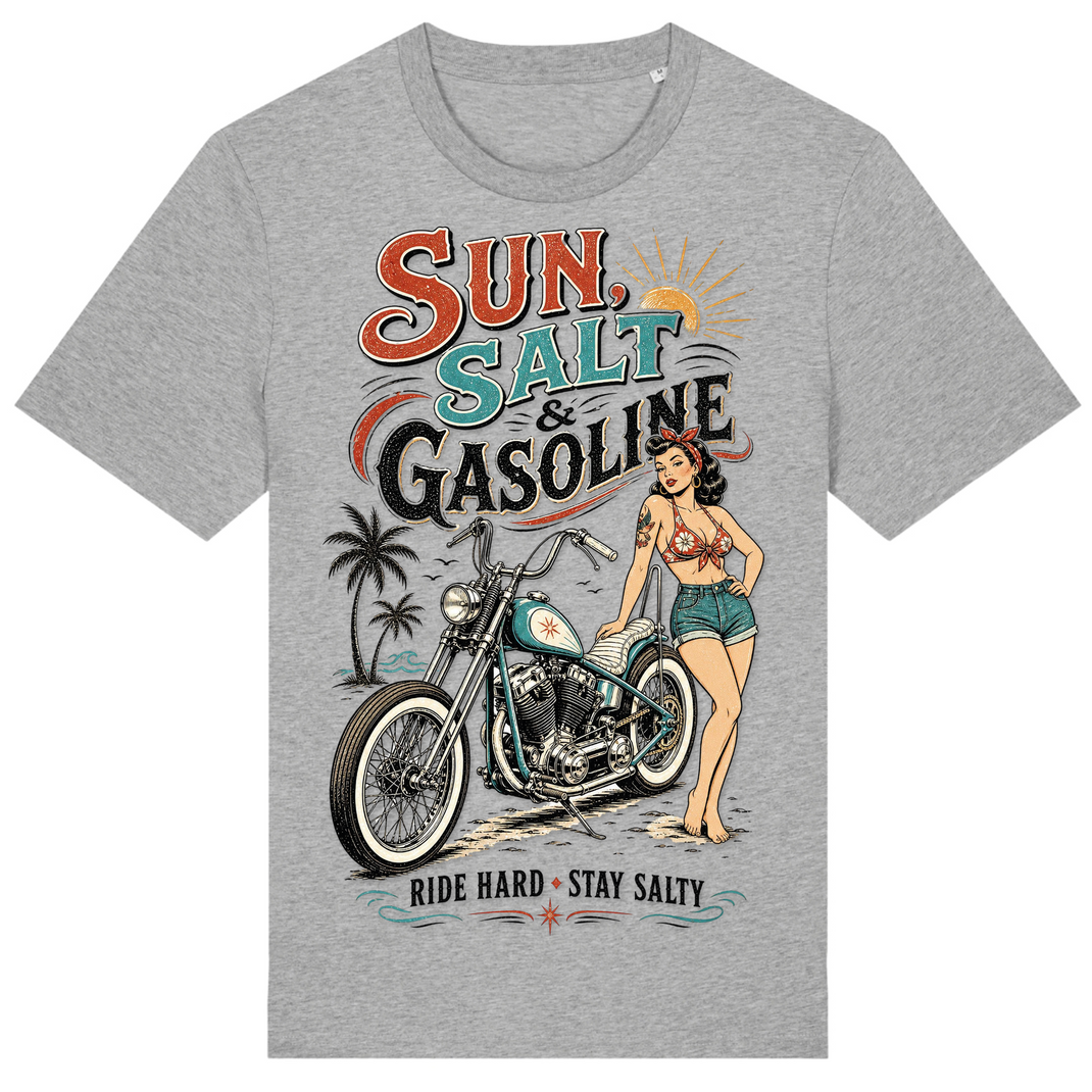 SUN SALT & GASONINE HERREN T-SHIRT - Heather Grey