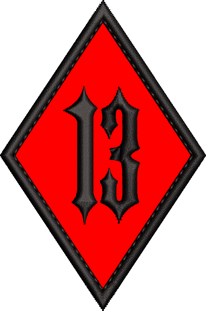 Gestickter 13 Raute Patch 9 mal 6 Zentimeter