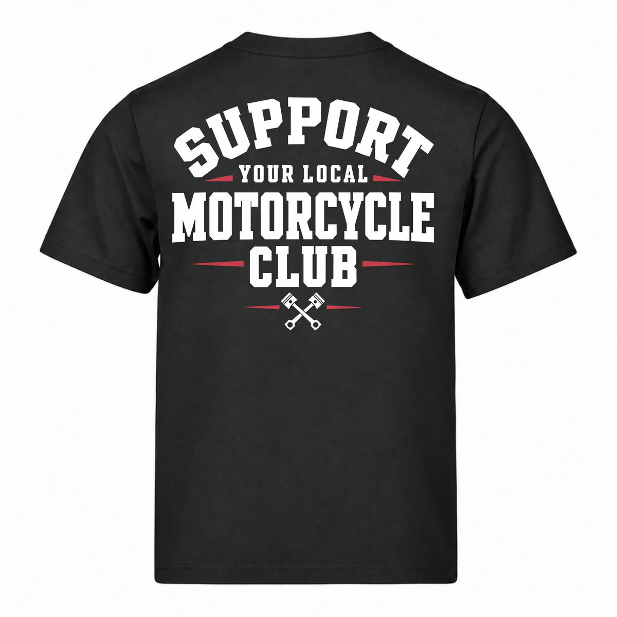 Support Your Local Motorcycle Club 220g Tshirt Loose Fit - Black - Rueckseite