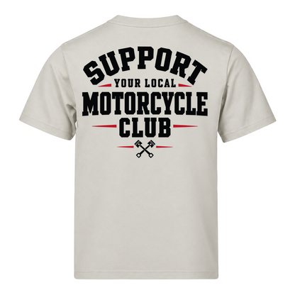 Support Your Local Motorcycle Club 220g Tshirt Loose Fit - Cement - Rueckseite
