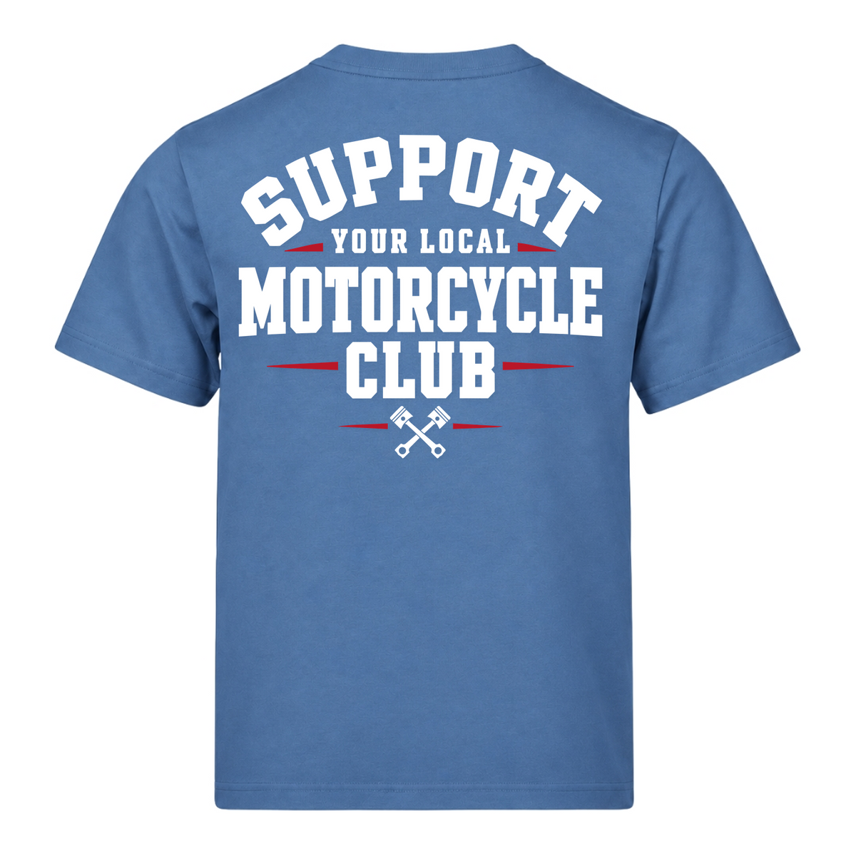 Support Your Local Motorcycle Club 220g Tshirt Loose Fit - Ocean Blue - Rueckseite