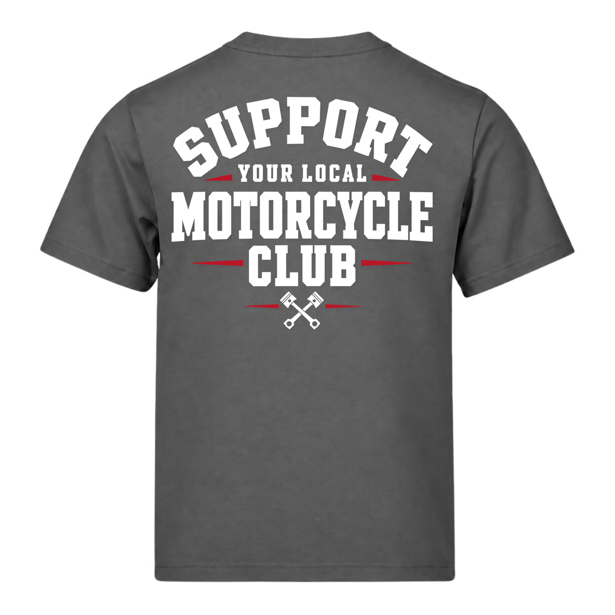 Support Your Local Motorcycle Club 220g Tshirt Loose Fit - Powder Grey - Rueckseite