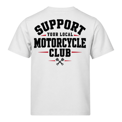 Support Your Local Motorcycle Club 220g Tshirt Loose Fit - White - Rueckseite