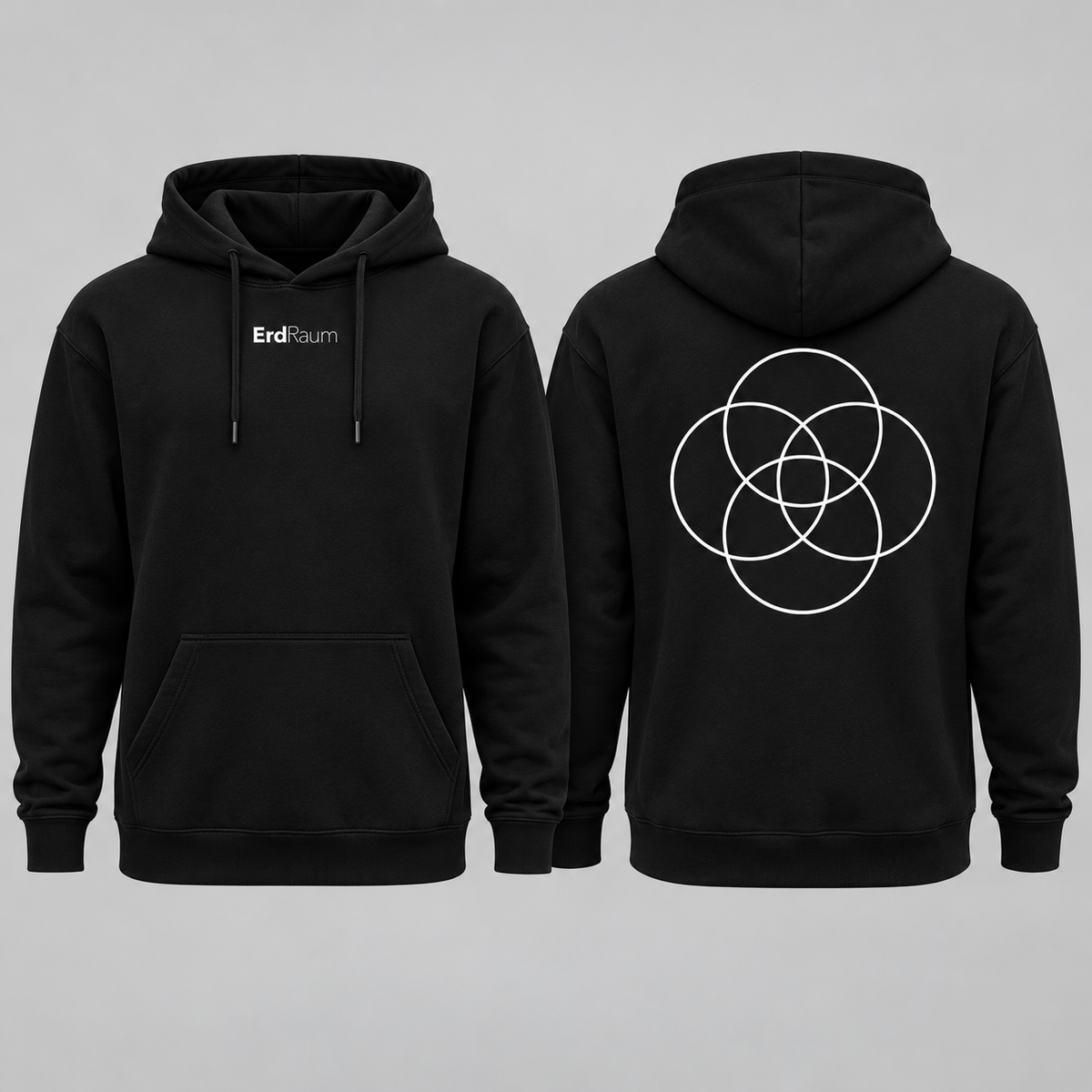 Erdraum Hoodie SW200 Schwarz Vorder- und Rückseite