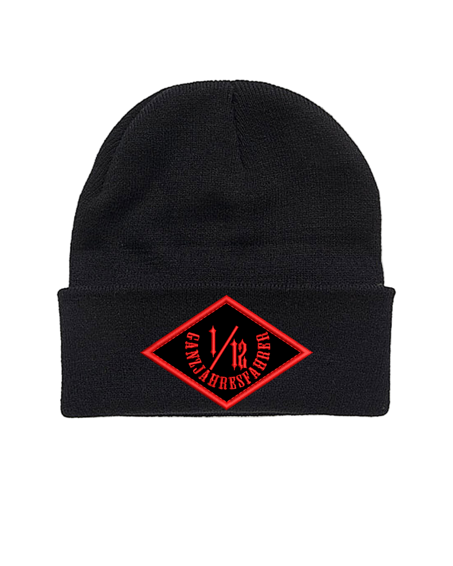 Schwarze Ganzjahresfahrer Mütze mit gesticktem Patch